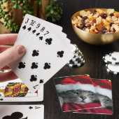 Grey Kitten Santa Hat Cat Playing Cards Spielkarten (In Situ)