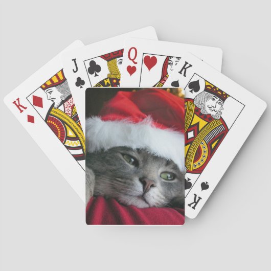 Grey Kitten Santa Hat Cat Playing Cards Spielkarten (Rückseite)