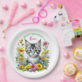 Grey Kitten Themed Girl's Birthday Party Einladung Pappteller (Party)