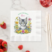 Grey Kitten Themed Girl's Birthday Party Einladung Serviette (Beispiel)
