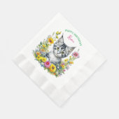 Grey Kitten Themed Girl's Birthday Party Einladung Serviette (Ecke)