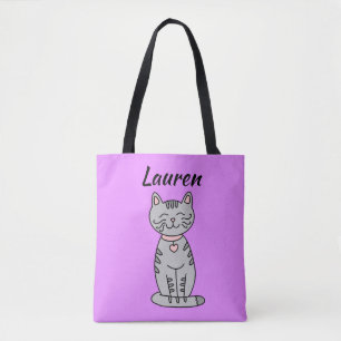 Grey Kitty Cat Personalisiert Tote Bag Tasche