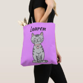 Grey Kitty Cat Personalisiert Tote Bag Tasche (Von Nahem)