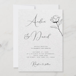 Grey Kraft Look Gezeichnet Rose QR Code UAWG Weddi Einladung