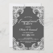 Grey-Lace-Engagement-Partei Einladung (Vorderseite)