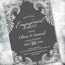 Grey-Lace-Engagement-Partei Einladung