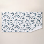 Grey Leaf Pattern Badehandtuch (Badehandtuch)