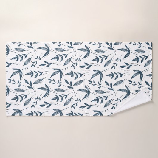 Grey Leaf Pattern Badehandtuch (Badehandtuch)