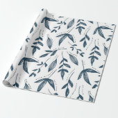 Grey Leaf Pattern Geschenkpapier (Ungerollt)