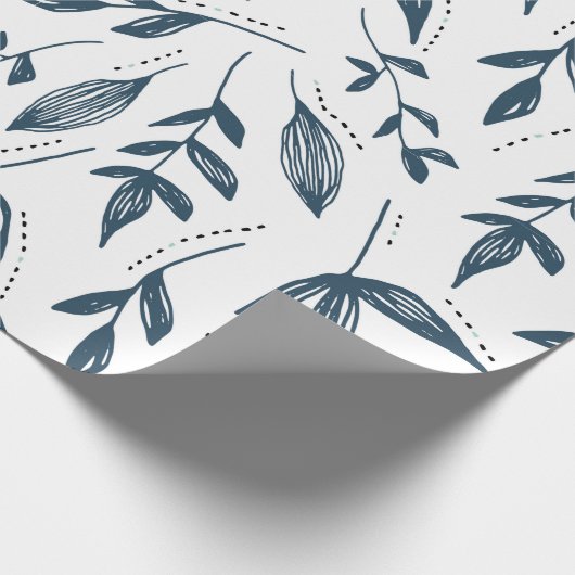 Grey Leaf Pattern Geschenkpapier (Ecke)