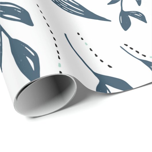 Grey Leaf Pattern Geschenkpapier (Rolleneckpunkt)