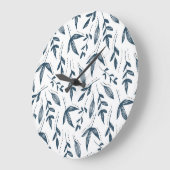 Grey Leaf Pattern Große Wanduhr (Winkel)