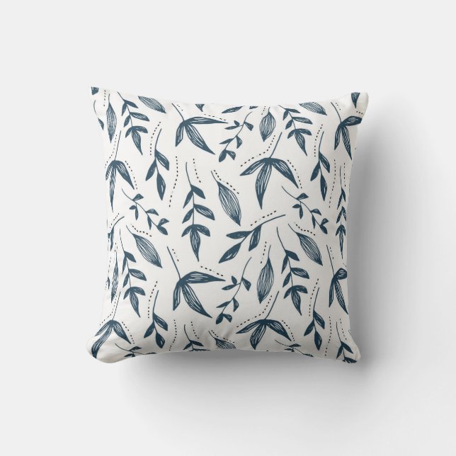 Grey Leaf Pattern Kissen (Vorderseite)