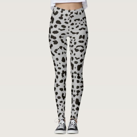 Grey Leopard Safari Print Leggings (Vorderseite)