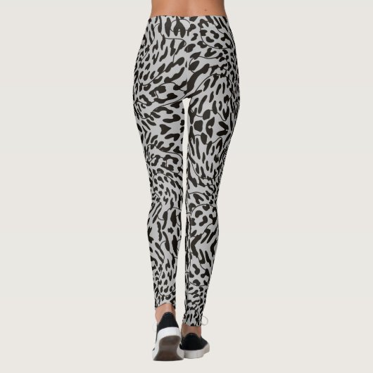Grey Leopard Safari Print Leggings (Rückseite)