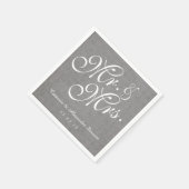 Grey Linen Mr. and Mrs Wedding Paper Napkins Serviette (Ecke)