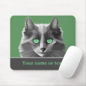 Grey Long Fur Cat - Nebelung - eigener Name / Slog Mousepad (Mit Mouse)