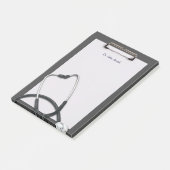 Grey Medical Clipboard mit Stethoscope Post-it Klebezettel (angewinkelt)