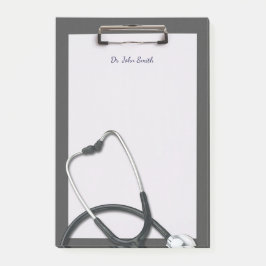 Grey Medical Clipboard mit Stethoscope Post-it Klebezettel