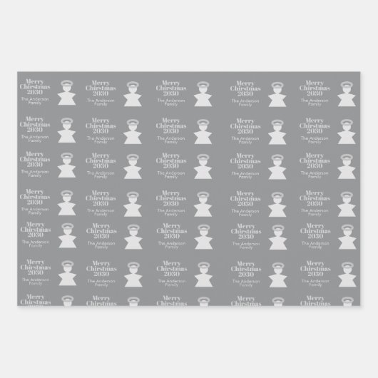 Grey Minimalist Xmas Elegant Modern  Geschenkpapier Set (Vorderseite 3)