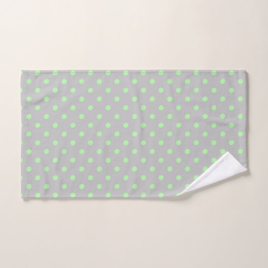 Grey Mint Green Polka Dot Badhandtuch Set (Handtuch)