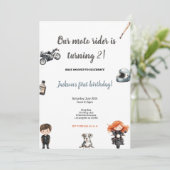 GREY MOTO RIDERS BIRTHDAY PARTY INVITATION EINLADUNG (Stehend Vorderseite)