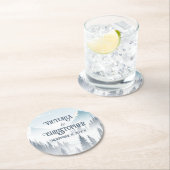 Grey Mountain Fog Forest Wilderness Wedding Runder Pappuntersetzer (Vor Ort)