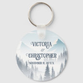 Grey Mountain Fog Forest Wilderness Wedding Schlüsselanhänger (Vorderseite)