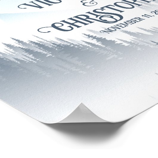 Grey Mountain Fog Forest Wilderness Wedding Yard Poster (Ecke)