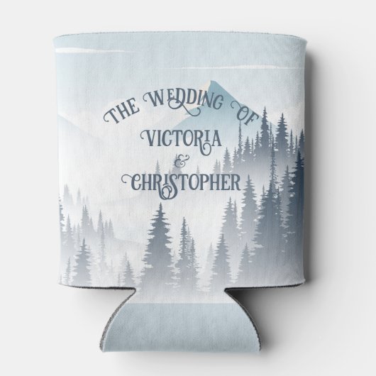 Grey Mountain Fog Forest Wilderness Winter Wedding Dosenkühler (Rückseite)