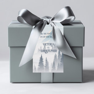 Grey Mountain Fog Forest Wilderness Winter Wedding Geschenkanhänger