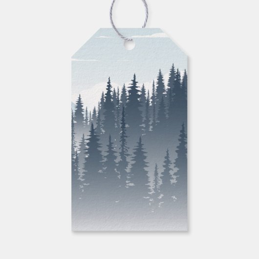 Grey Mountain Fog Forest Wilderness Winter Wedding Geschenkanhänger (Rückseite)