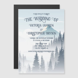Grey Mountain Fog Forest Wilderness Winter Wedding Magneteinladung