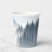 Grey Mountain Fog Forest Wilderness Winter Wedding Pappbecher (Rückseite)