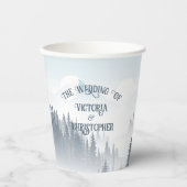 Grey Mountain Fog Forest Wilderness Winter Wedding Pappbecher (Vorderseite)