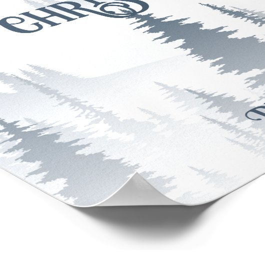 Grey Mountain Fog Forest Wilderness Winter Wedding Poster (Ecke)