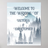 Grey Mountain Fog Forest Wilderness Winter Wedding Poster (Vorne)