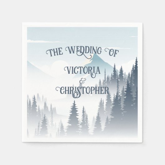 Grey Mountain Fog Forest Wilderness Winter Wedding Serviette (Vorderseite)