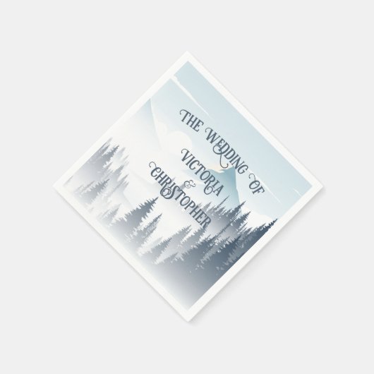 Grey Mountain Fog Forest Wilderness Winter Wedding Serviette (Ecke)