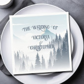 Grey Mountain Fog Forest Wilderness Winter Wedding Serviette