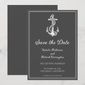 Grey Nautical Anchor Save the Date einladen Einladung (Vorne/Hinten)