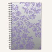 Grey Notebook with Purple Floral Front and Back Notizblock (Vorderseite)