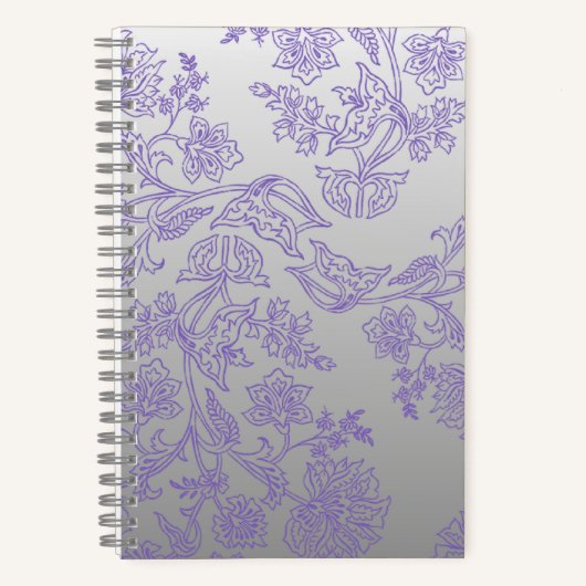 Grey Notebook with Purple Floral Front and Back Notizblock (Vorderseite)