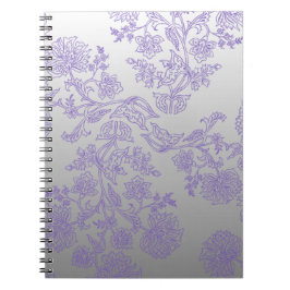 Grey Notebook with Purple Floral Notizblock