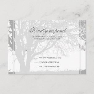 Grey Oak Winter Wedding Response Card RSVP Karte