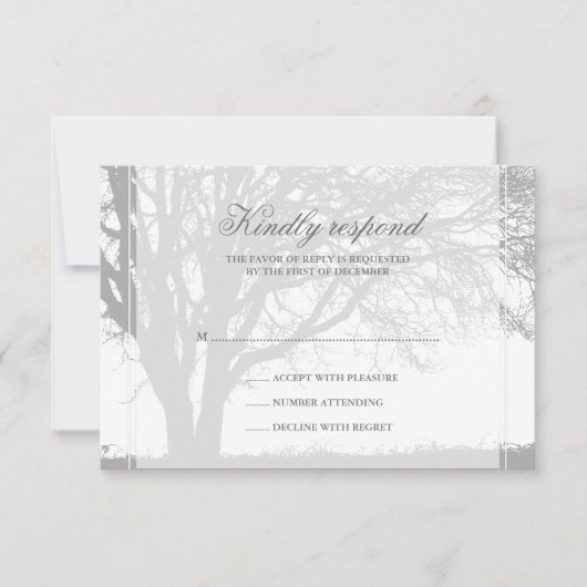 Grey Oak Winter Wedding Response Card RSVP Karte (Vorderseite)