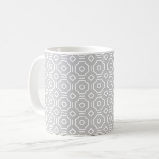 Grey Octagonal Checkered Mug Kaffeetasse (Vorderseite Links)