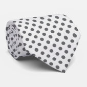 Grey on White Mini Polka Dots Necktie Krawatte (Gerollt)