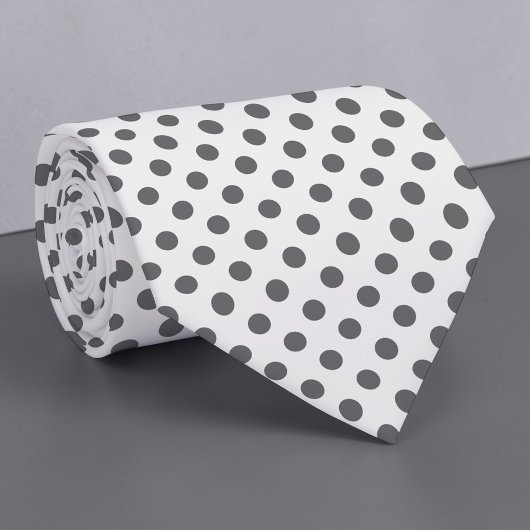 Grey on White Mini Polka Dots Necktie Krawatte