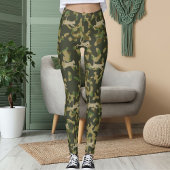 Grey Orange Olive Brown Cat Camouflage Pattern Leggings